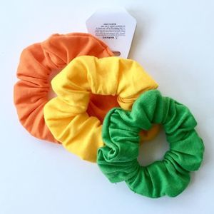 Set of 3 Fabric Scrunchies Yellow Green Orange NWT